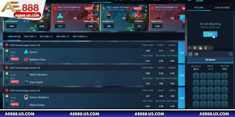 Esport AE888 sở hữu kho game phong phú với các trận đấu hấp dẫn