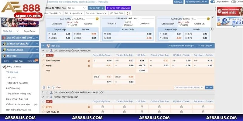 Kèo tài xỉu có ký hiệu khác là O/ U hay Over/ Under
