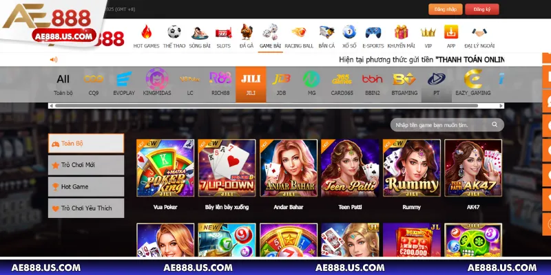 Thế mạnh nổi bật của sảnh game bài JILI tại AE888